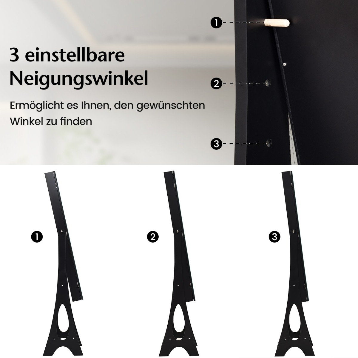 Jewelry cabinet standing mirror 2 in 1 full-length mirror with 12 LEDs 36 x 33.5 x 154.5 cm black