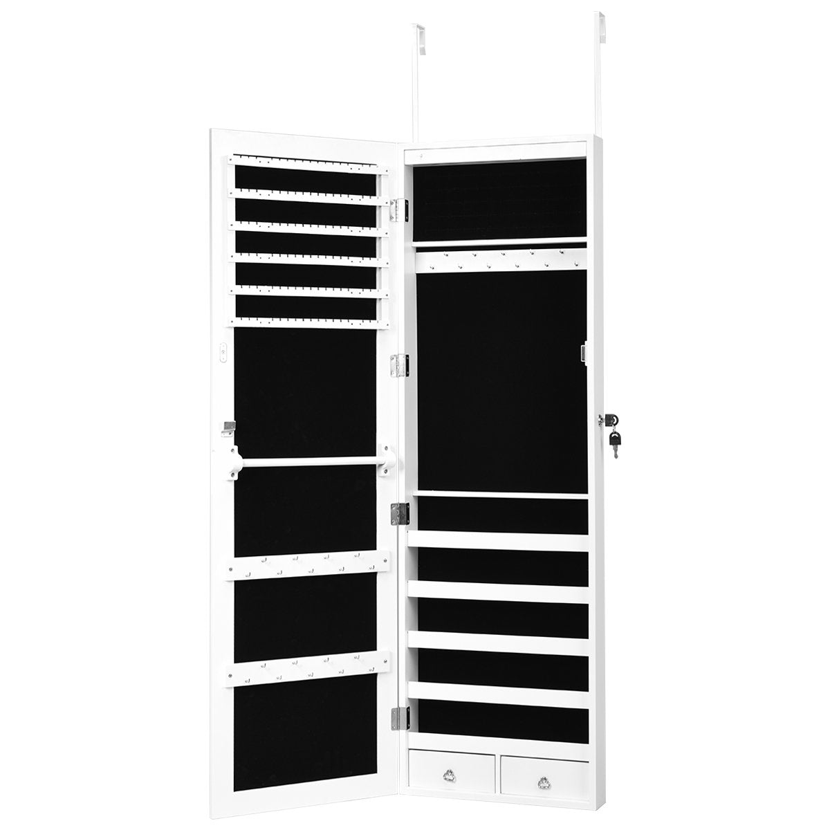 Jewelry cabinet with 15 LED jewelry shelf jewelry organizer 37 x 8.5 x 120 cm white