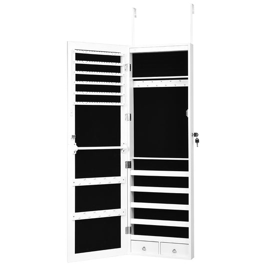 Jewelry cabinet with 15 LED jewelry shelf jewelry organizer 37 x 8.5 x 120 cm white