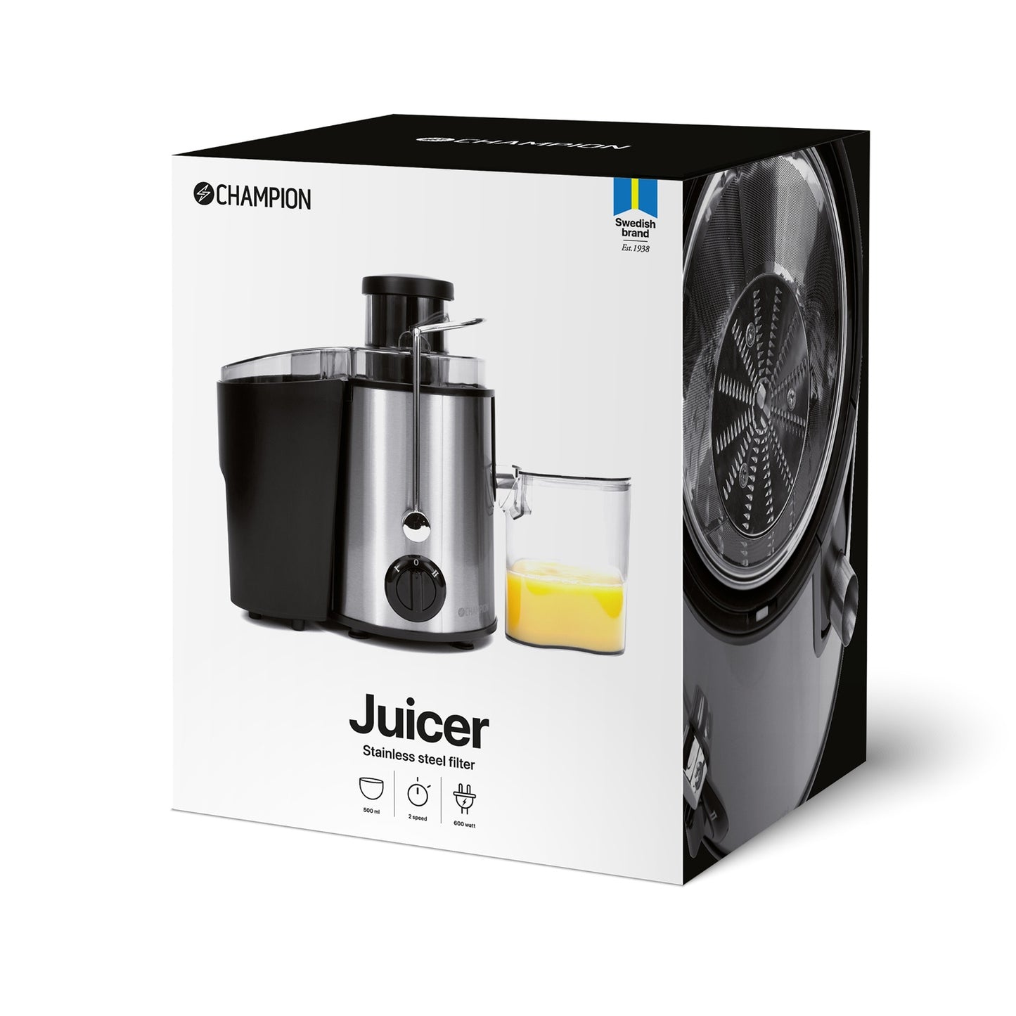 Juicer 600W, 0.5L Stainless Steel, Black