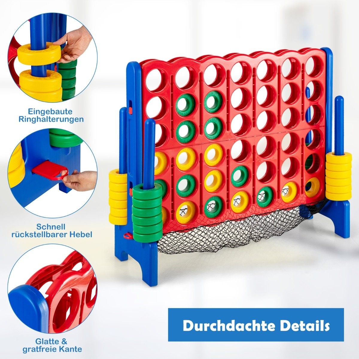 Jumbo 4-in-a-row set 119 cm large four-in-a-row game for children blue