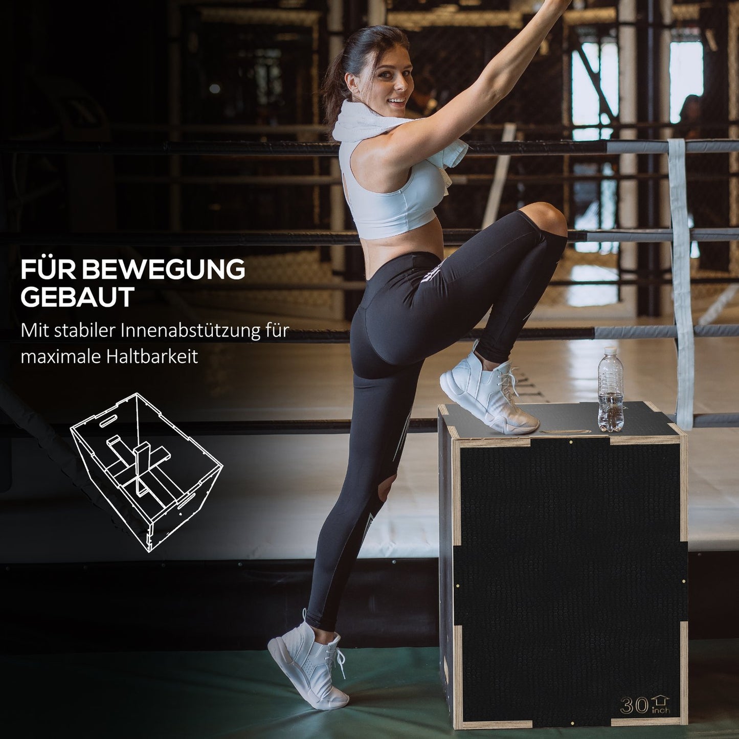 Plyometric Jump Box - 3 in 1 wooden platform with handles