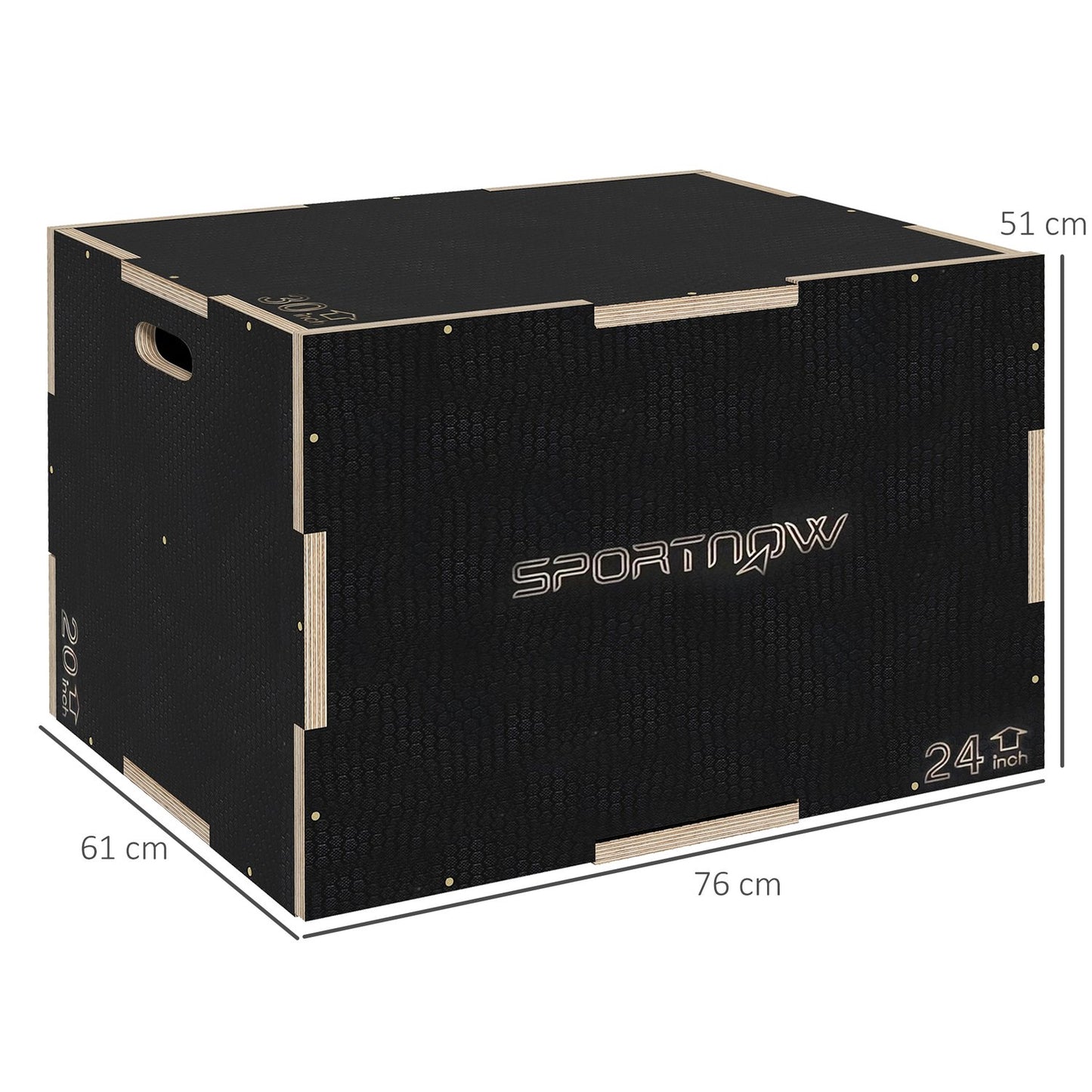 Plyometric Jump Box - 3 in 1 wooden platform with handles