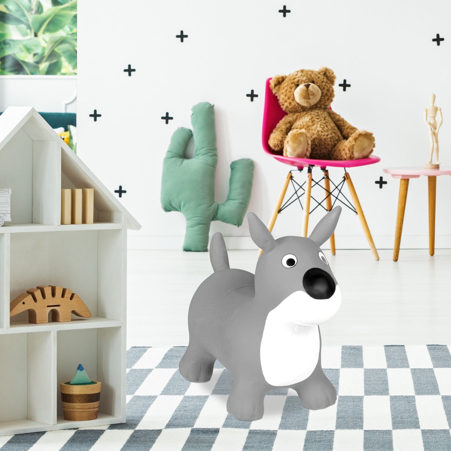 Jumping animal dog in grey
