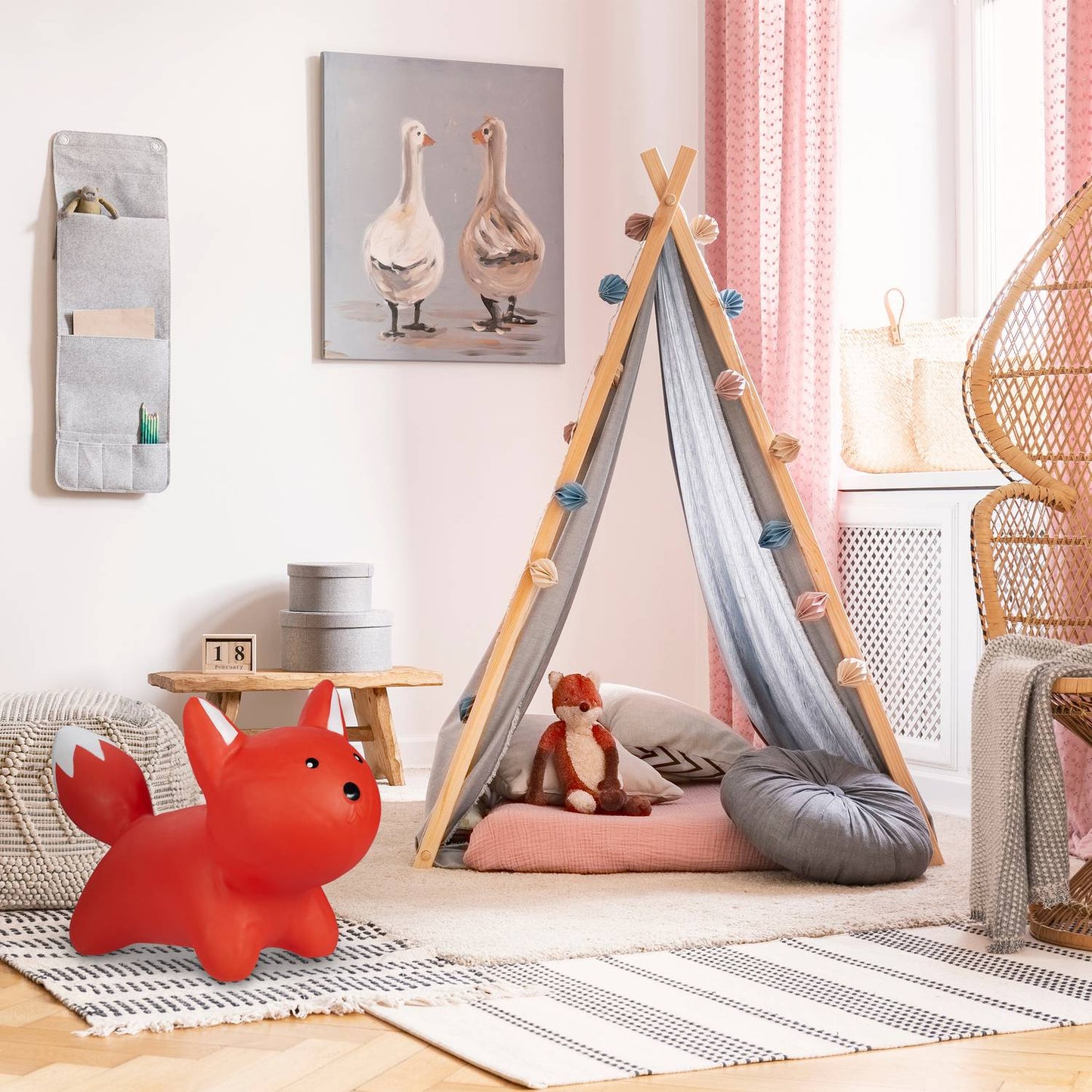 Jumping animal fox red