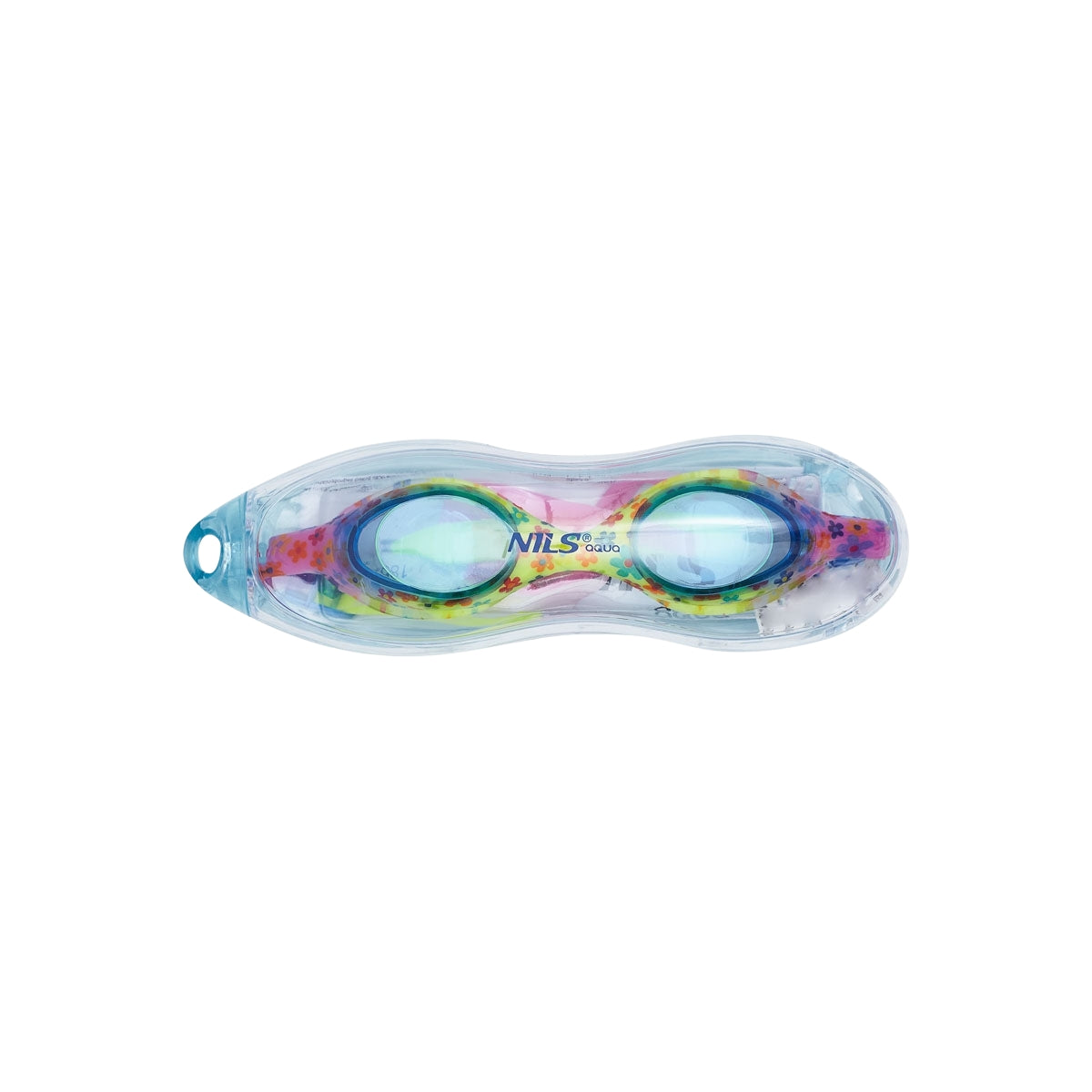 Junior Swimming Goggles, Blue Flowers, Anti-Fog Lens