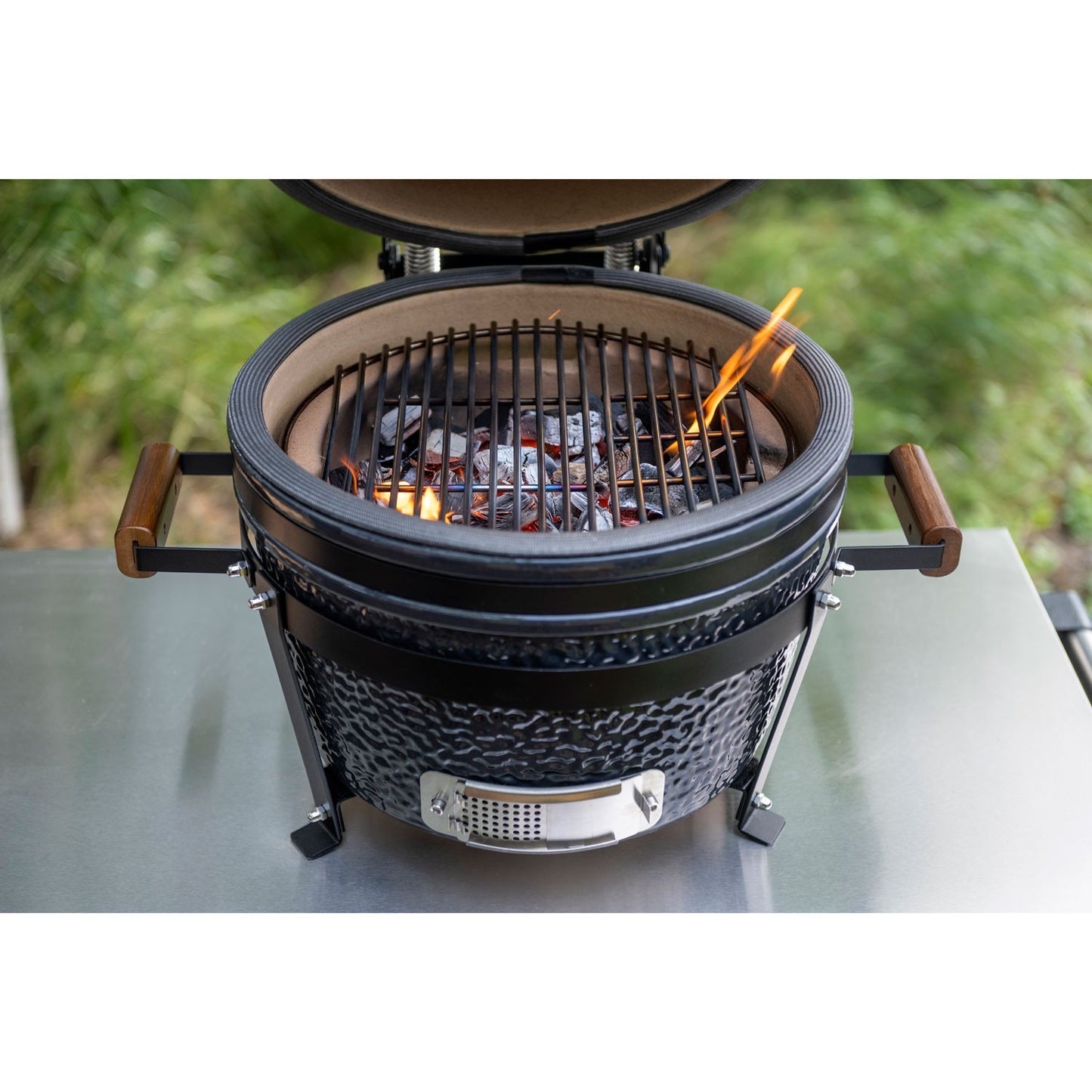 Kamado Charcoal Grill, Ceramic, 16-Inch, Stainless Steel Grate
