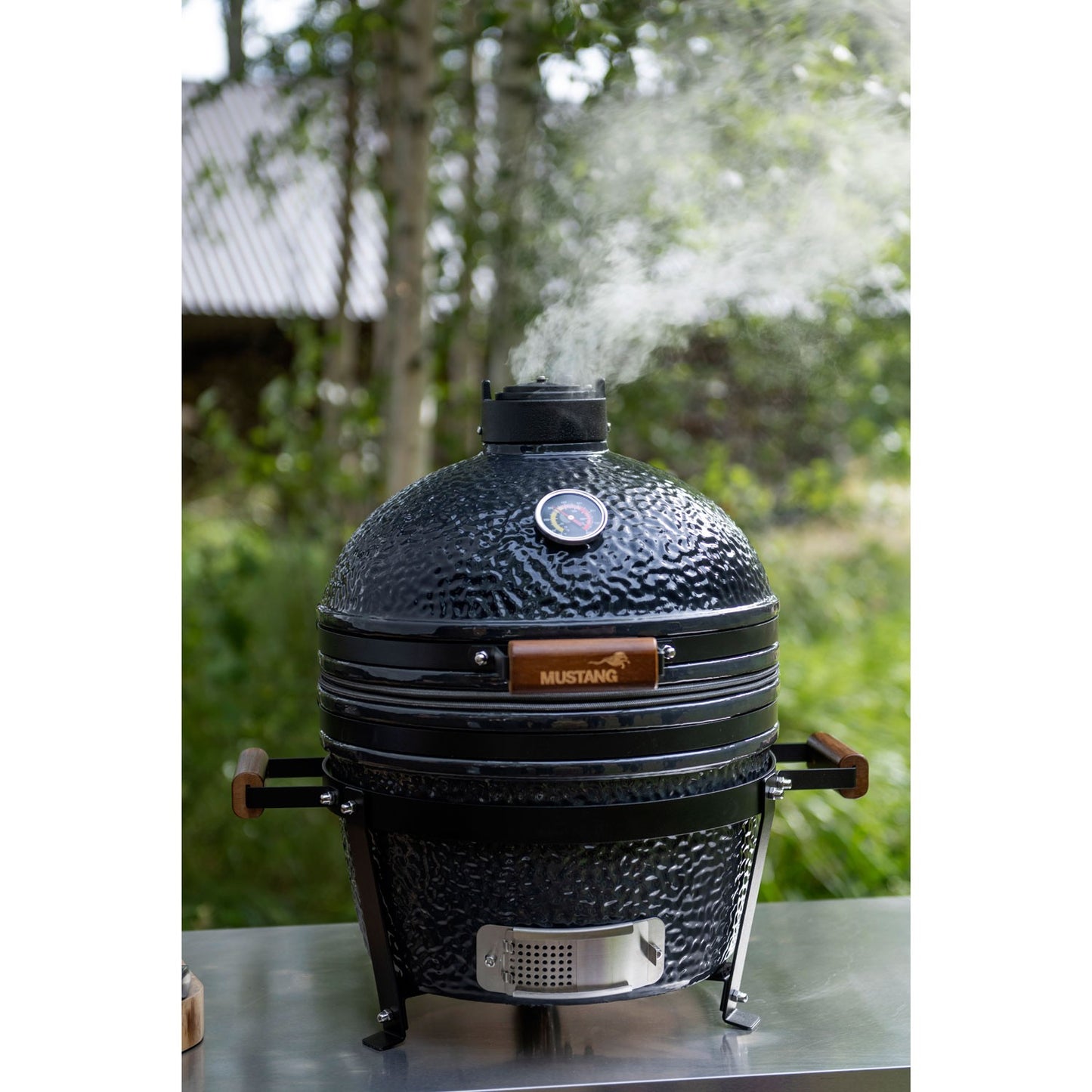 Kamado Charcoal Grill, Ceramic, 16-Inch, Stainless Steel Grate