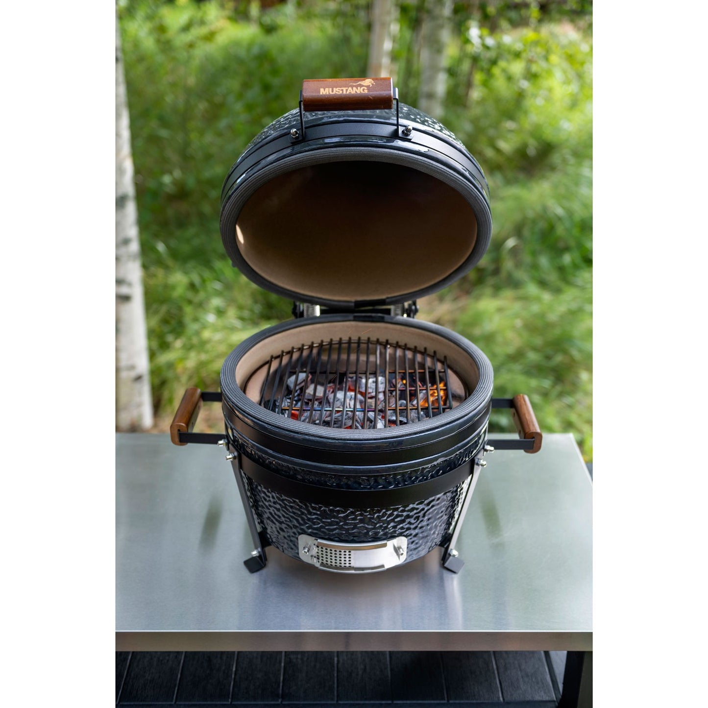 Kamado Charcoal Grill, Ceramic, 16-Inch, Stainless Steel Grate