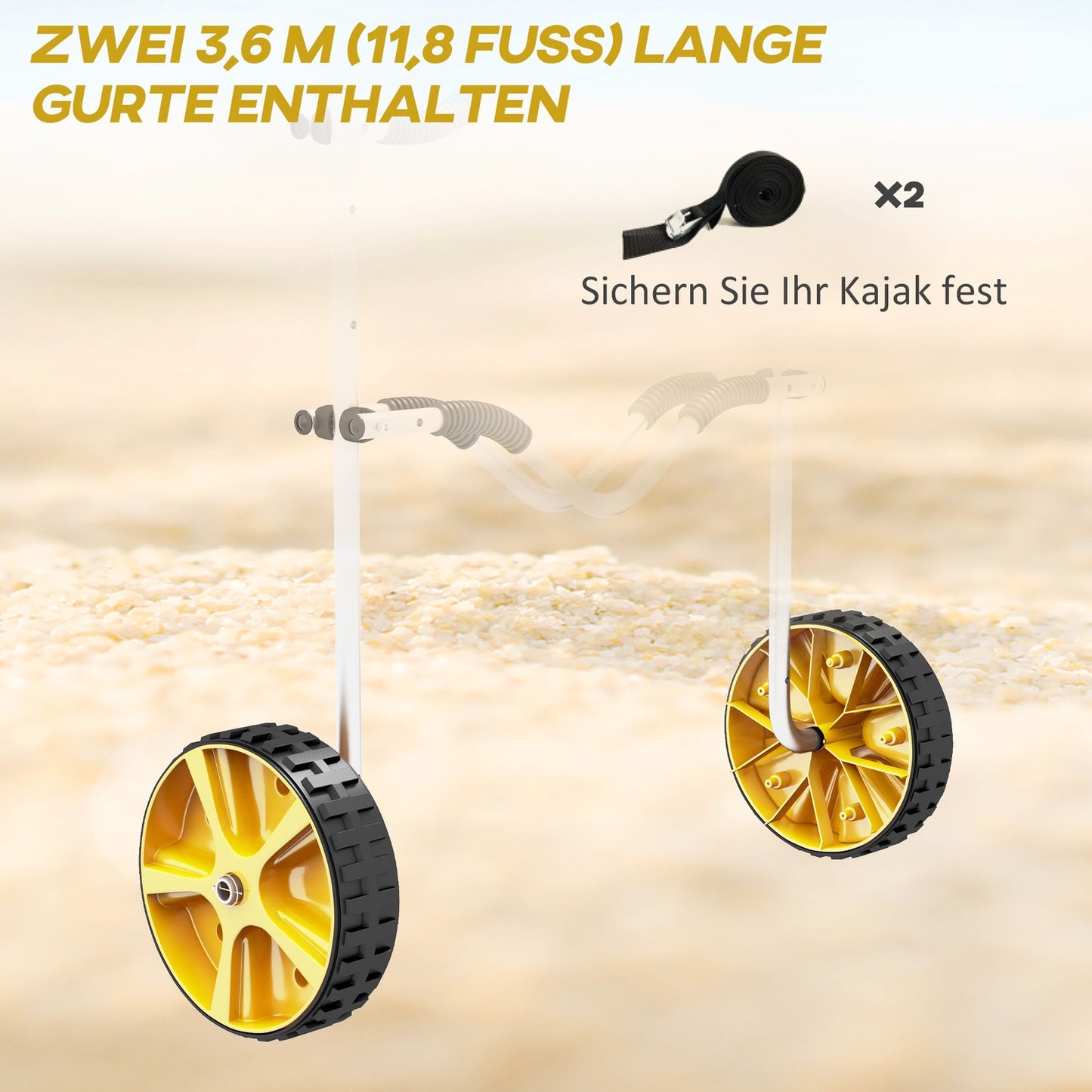 Adjustable kayak trailer with tension strap, aluminum