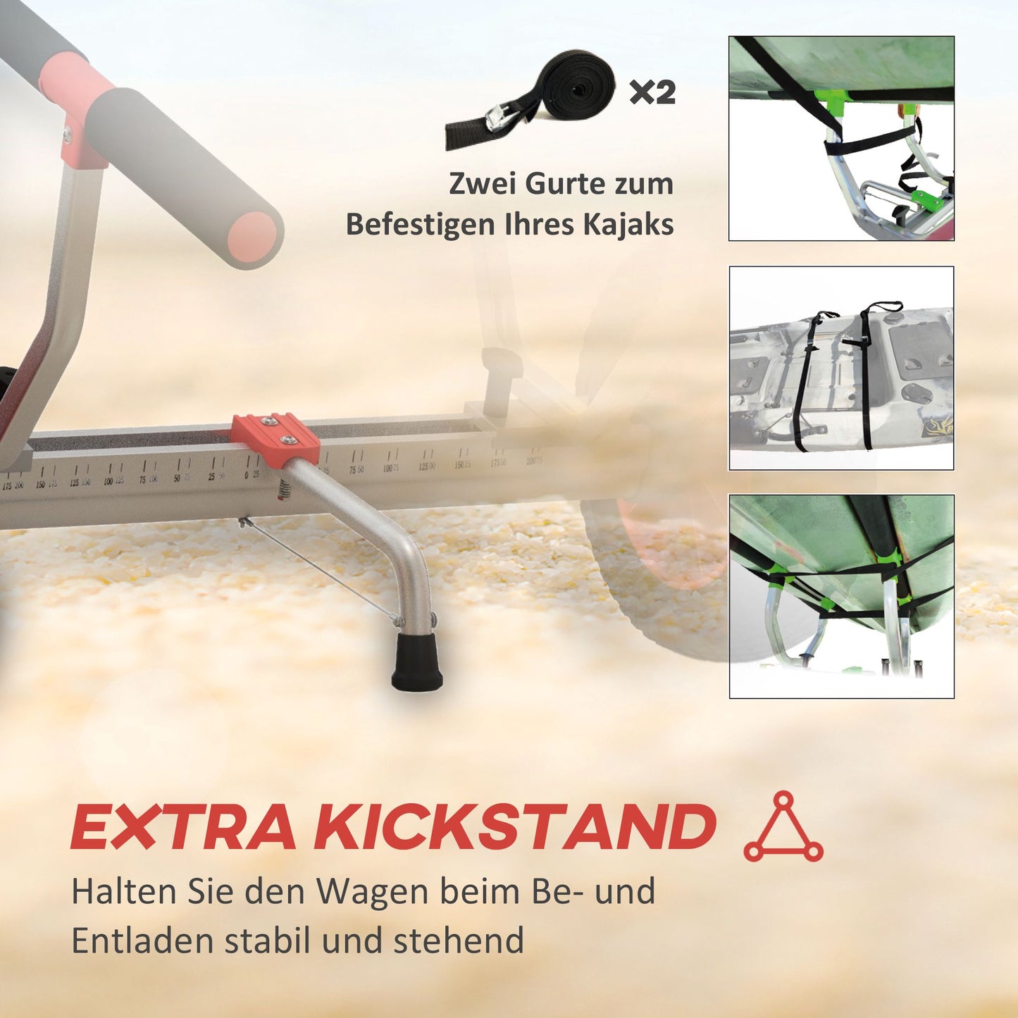 Kayak Cart with Adjustable Width, Large Wheels, Aluminum Frame