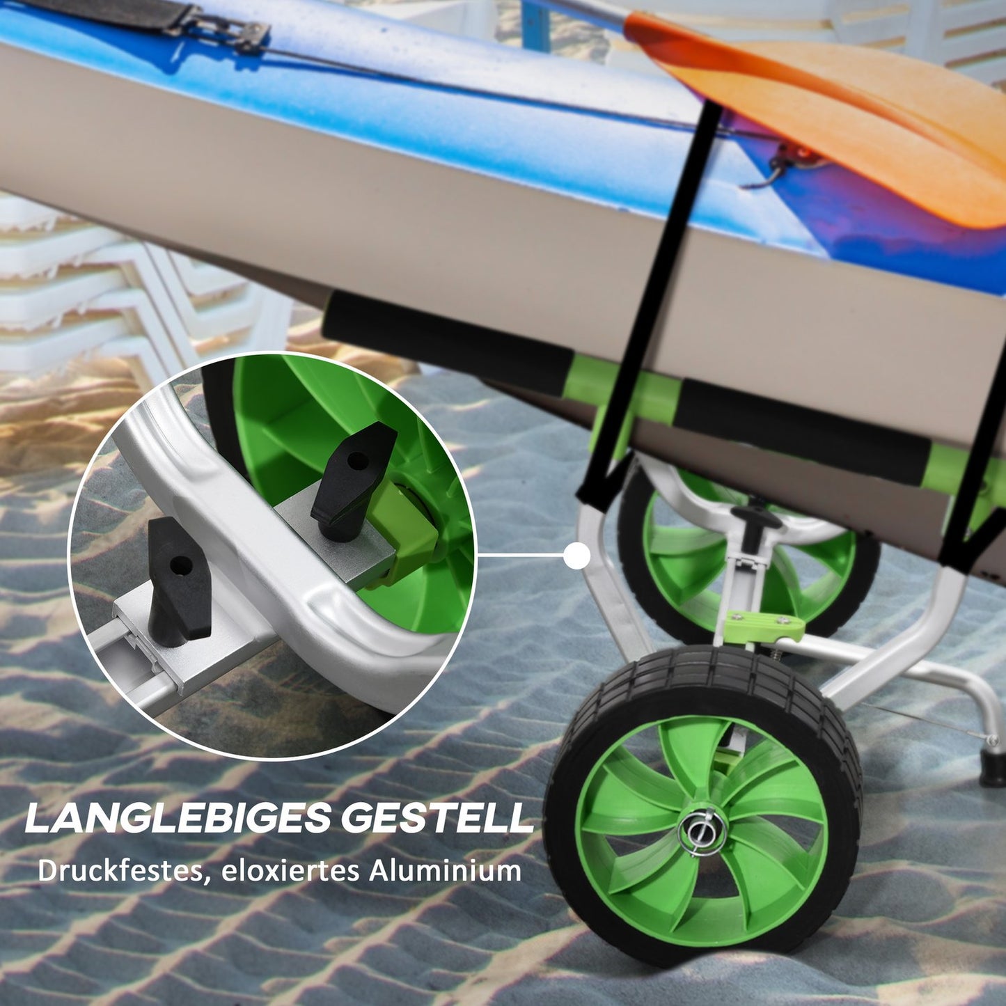 Adjustable kayak and canoe trailer with strap