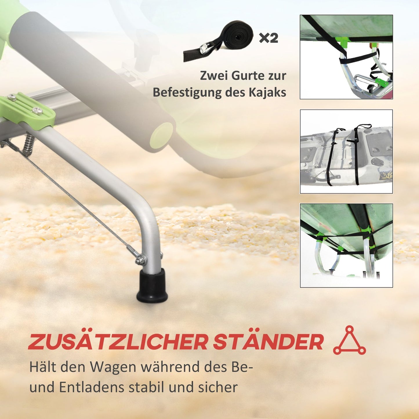 Adjustable kayak and canoe trailer with strap