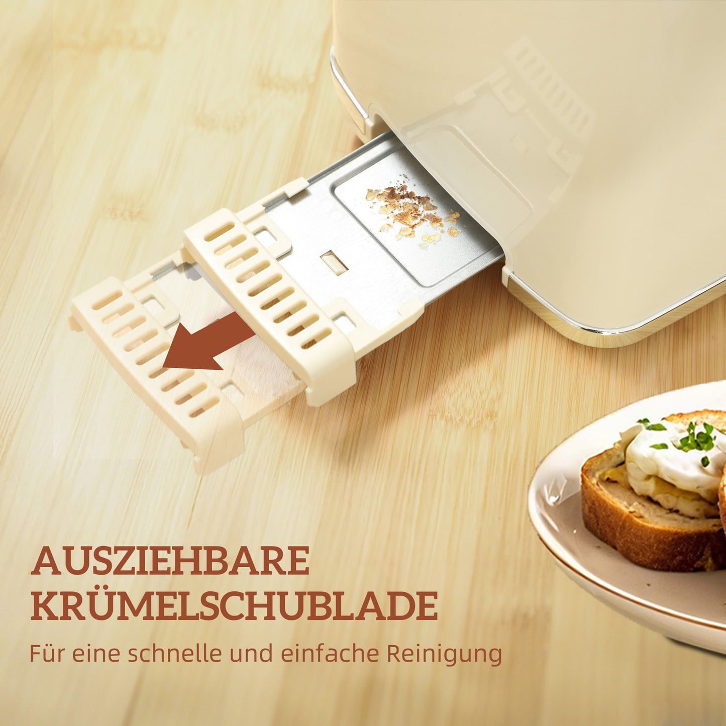 Kettle & Toaster Set, LED Touch, 1.7L, 2 Slots, Cream