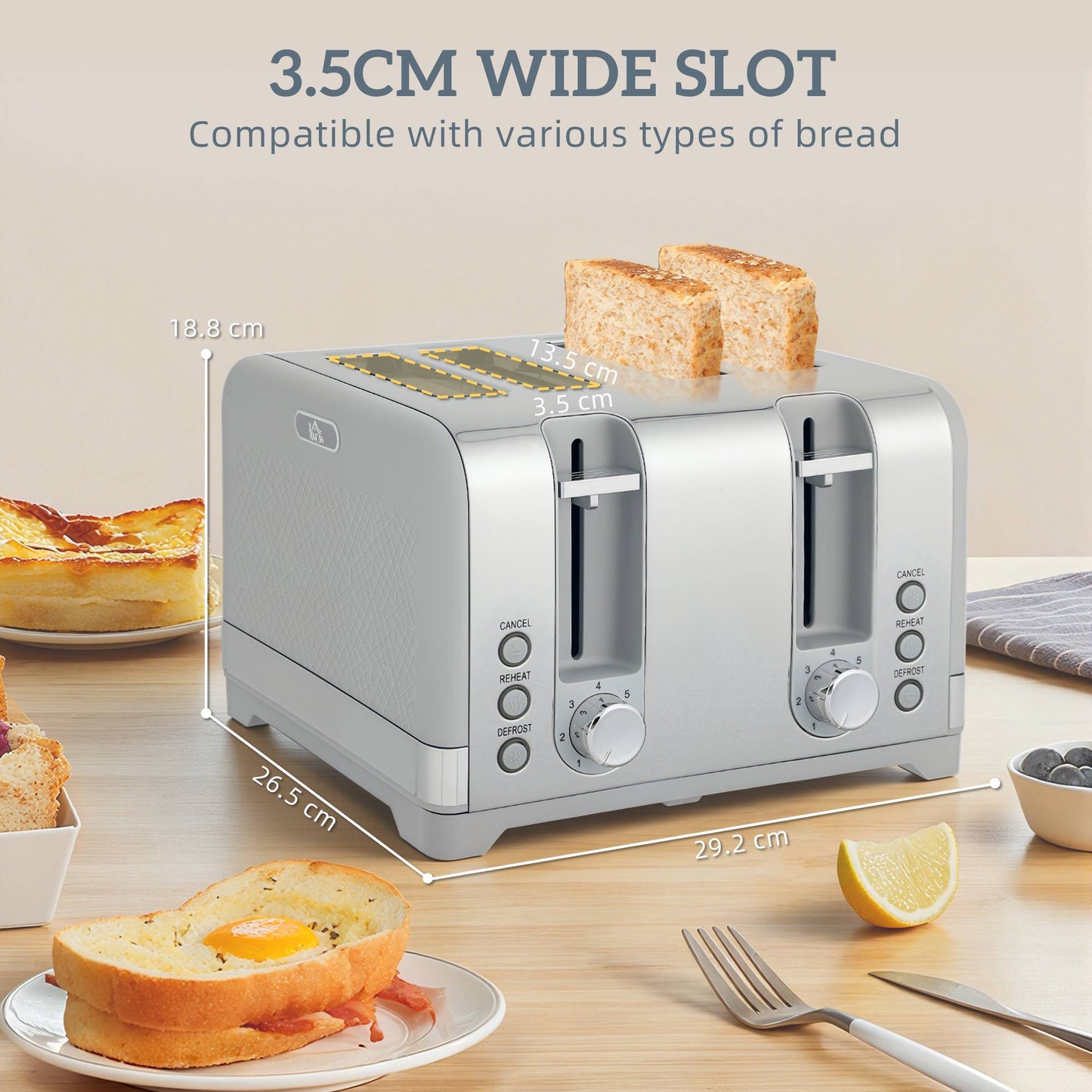 Kettle and Toaster Set, 1.7L 2200W Fast Boil, 4-Slice Toaster