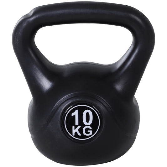 Kettlebell 10kg, Sand-Filled, Black, Beginner-Friendly