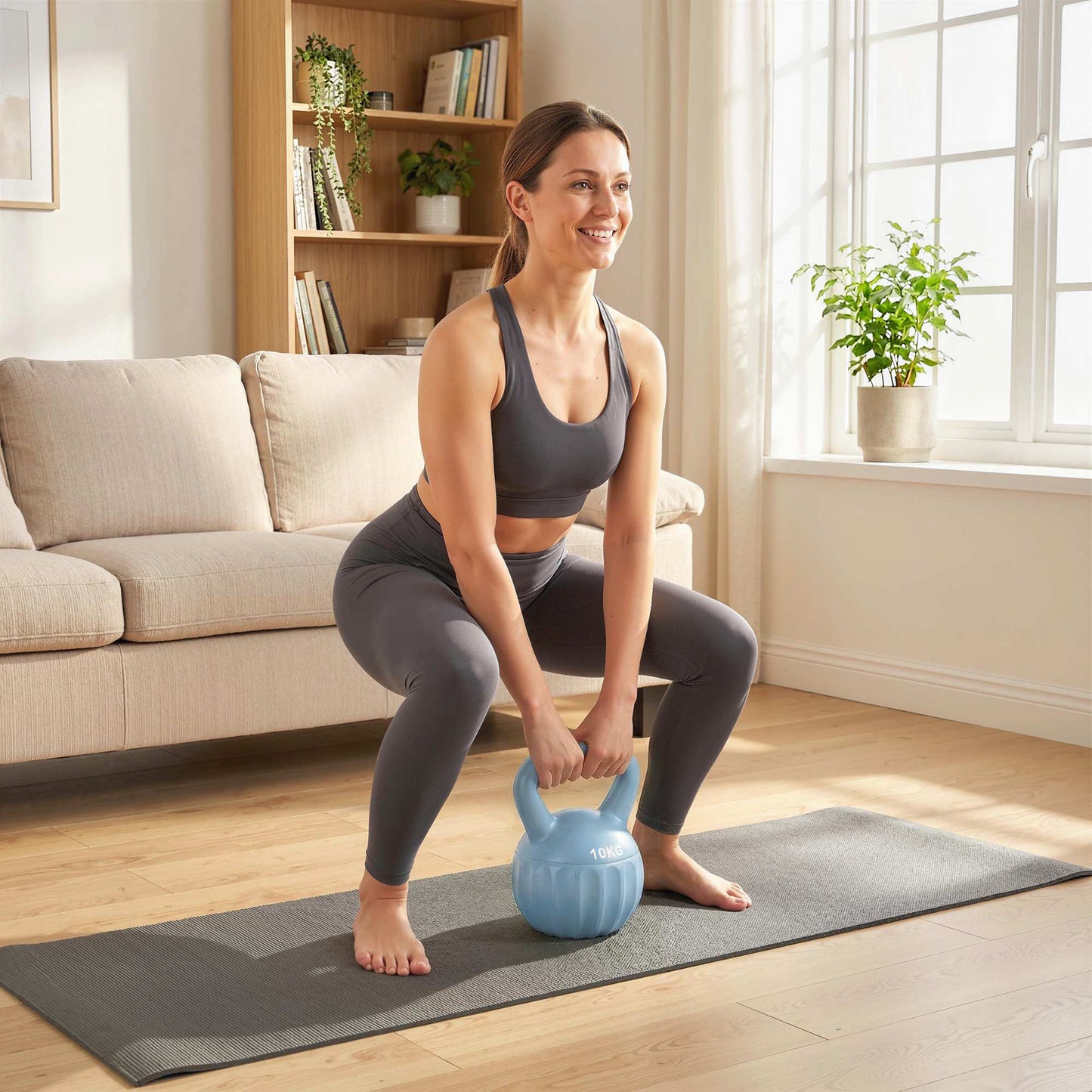 Kettlebell 10 kg, Sand-Filled, Non-Slip Grip, Blue