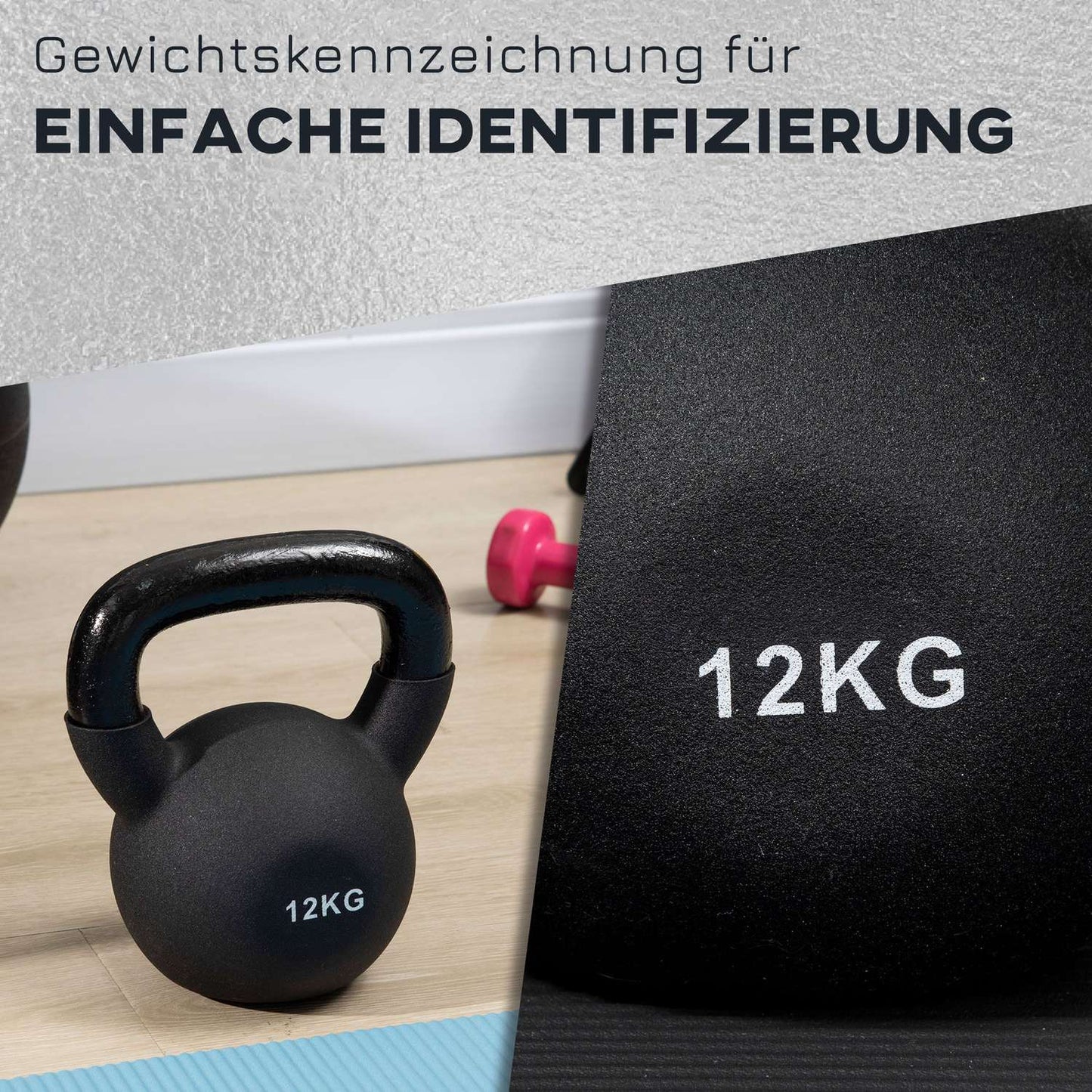 Kettlebell 12 Kg, Neoprene coated cast iron, floor friendly