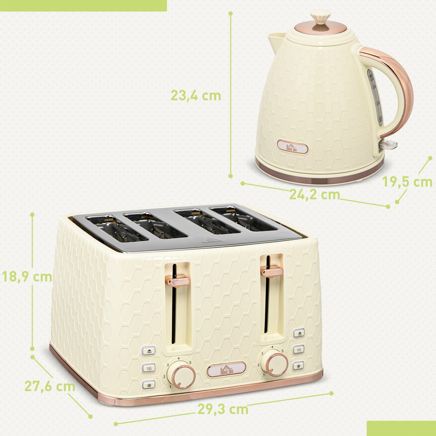 Kettle and toaster set - 1.7 l, 4 slices, 7 browning levels