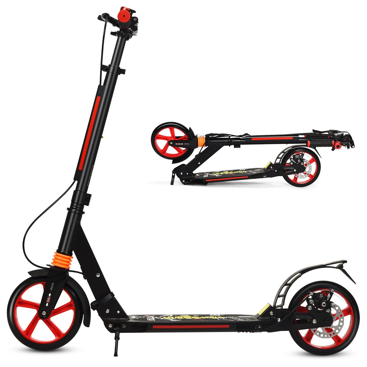 Kickscooter city scooter carrying strap scooter height adjustable kick scooter black