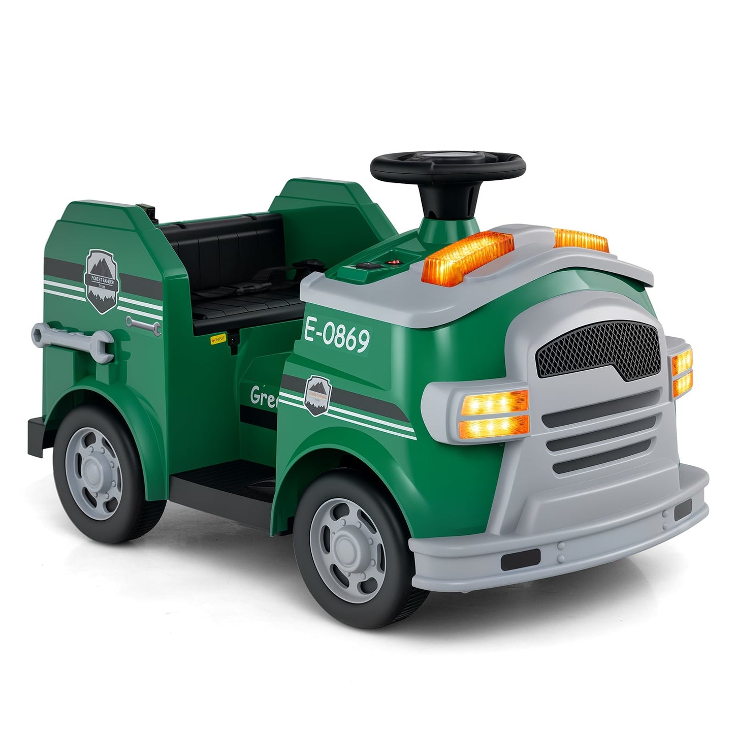 Kids' 12V Ride-On Fire Truck with Toy Extinguisher