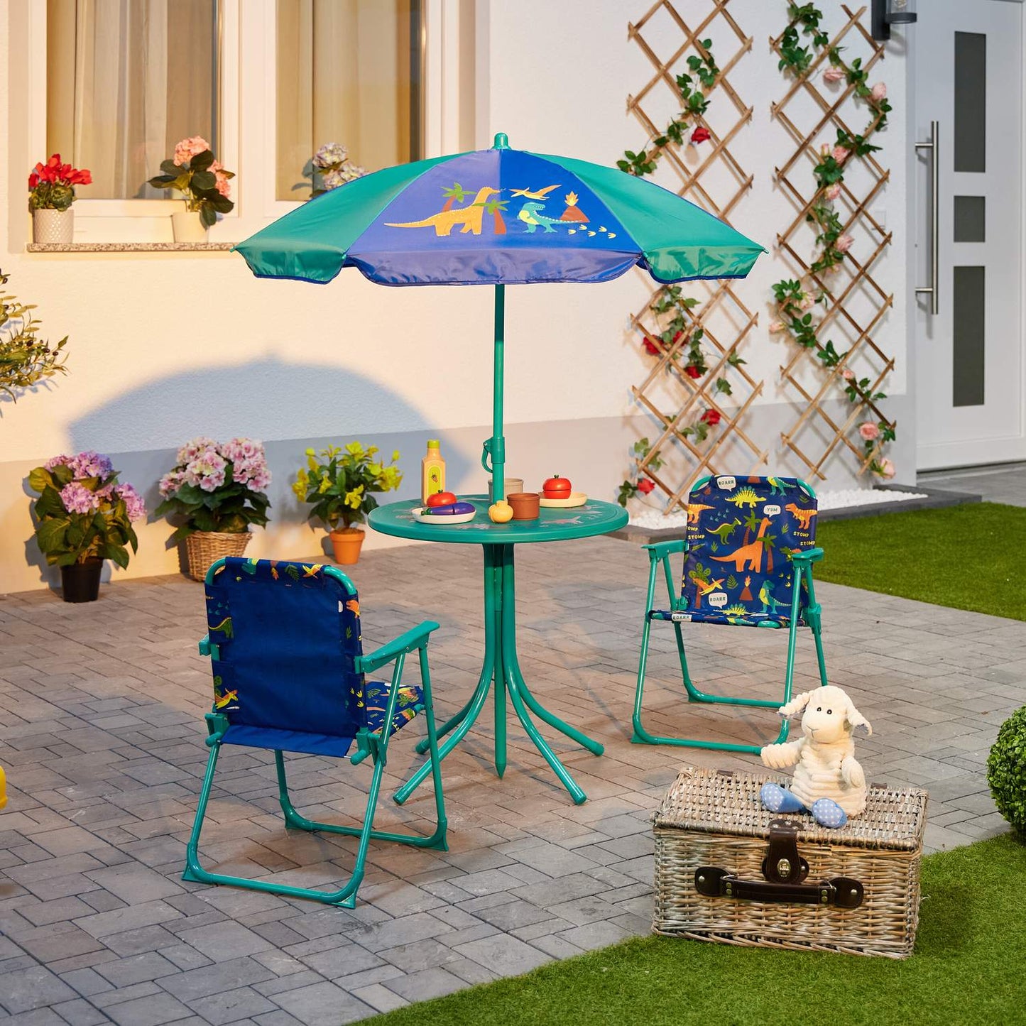 Kids' 4-Piece Outdoor Furniture Set with Parasol