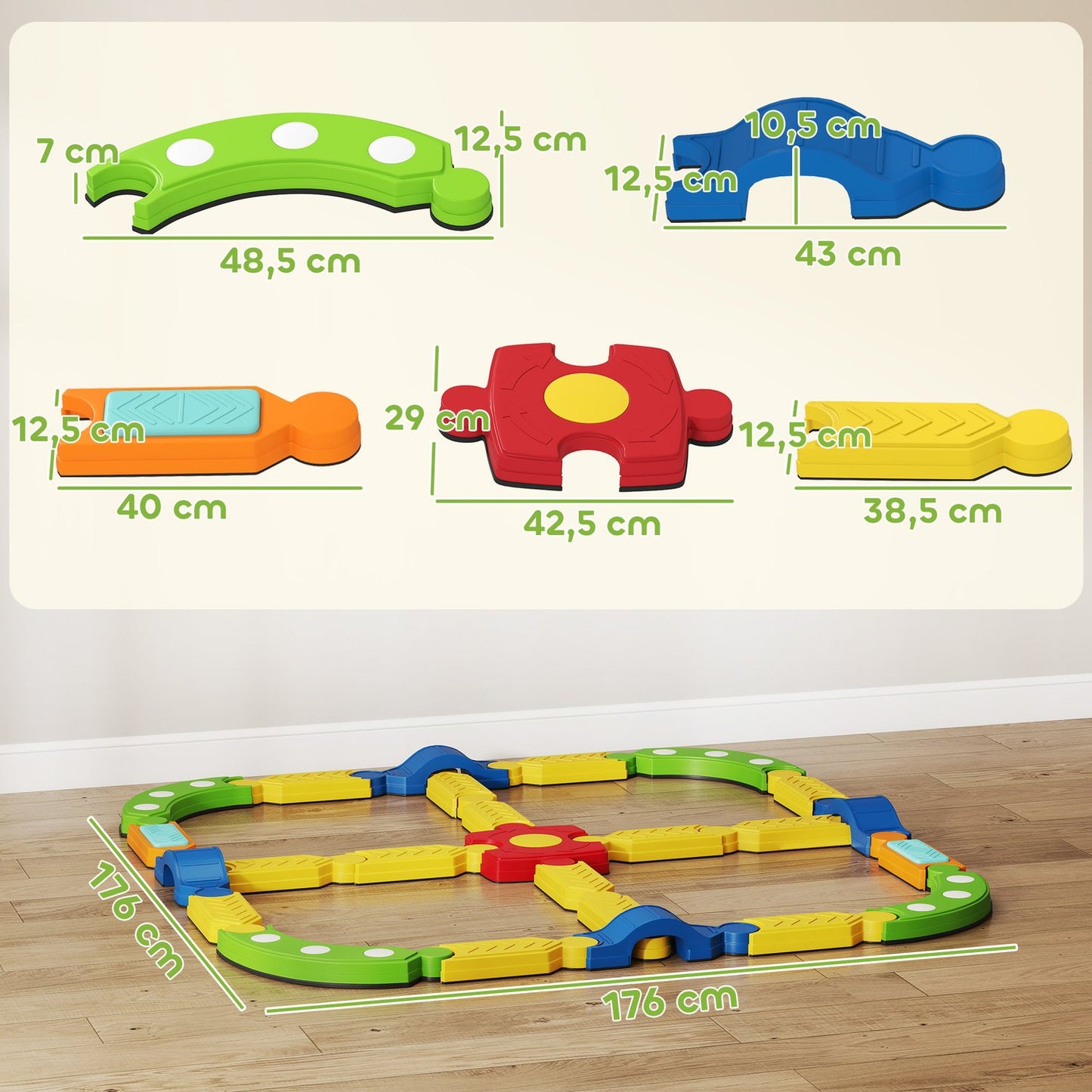Kids Balance Beam, Interactive, Non-Slip, Colorful Plastic