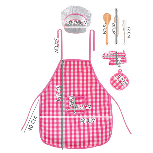 Kids' Chef Set - Apron, Hat, Glove, Rolling Pin, 7-Piece