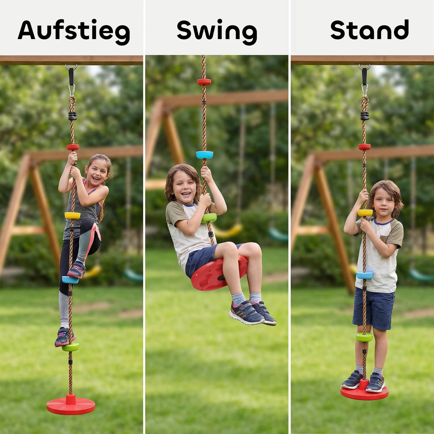 Kids Climbing Rope Set with Swing and Foot Holds