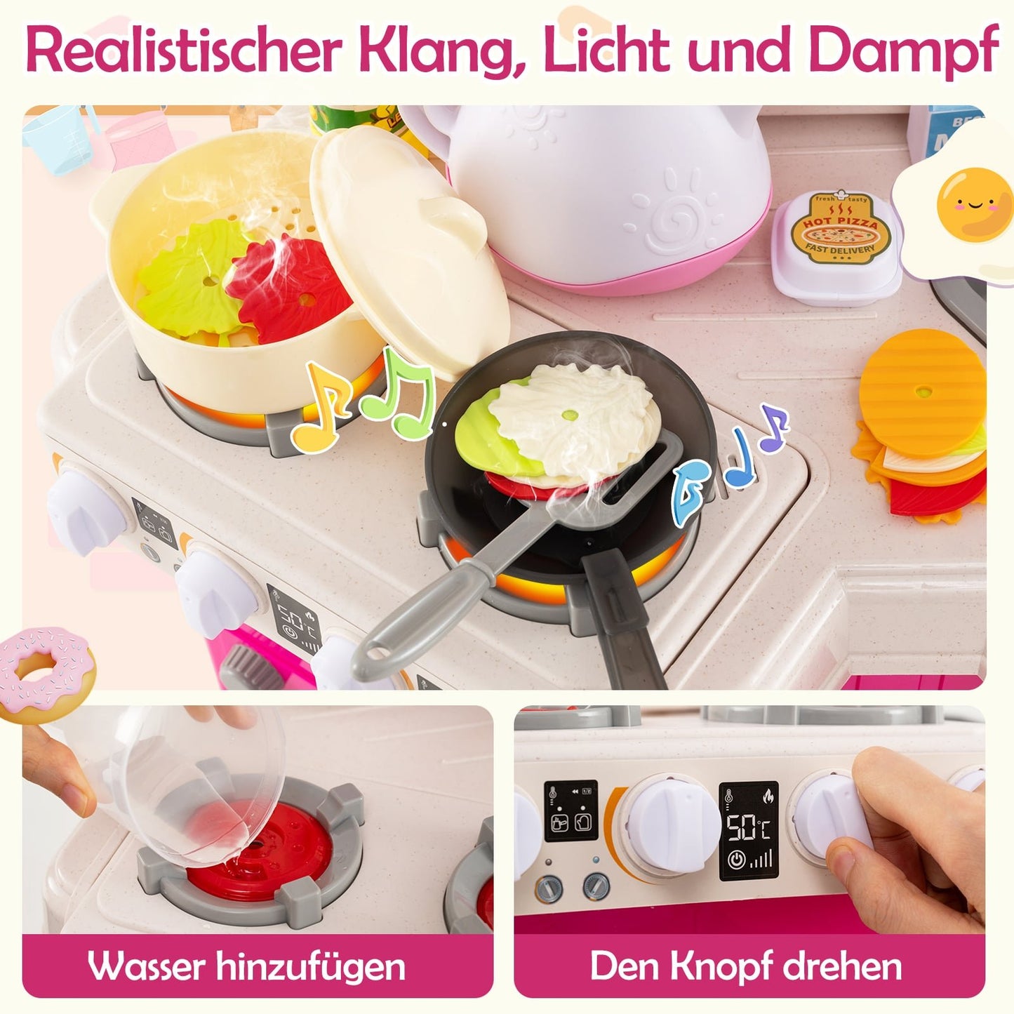 Kids' Corner Kitchen Set with Lights, Sounds & 75 Accessories