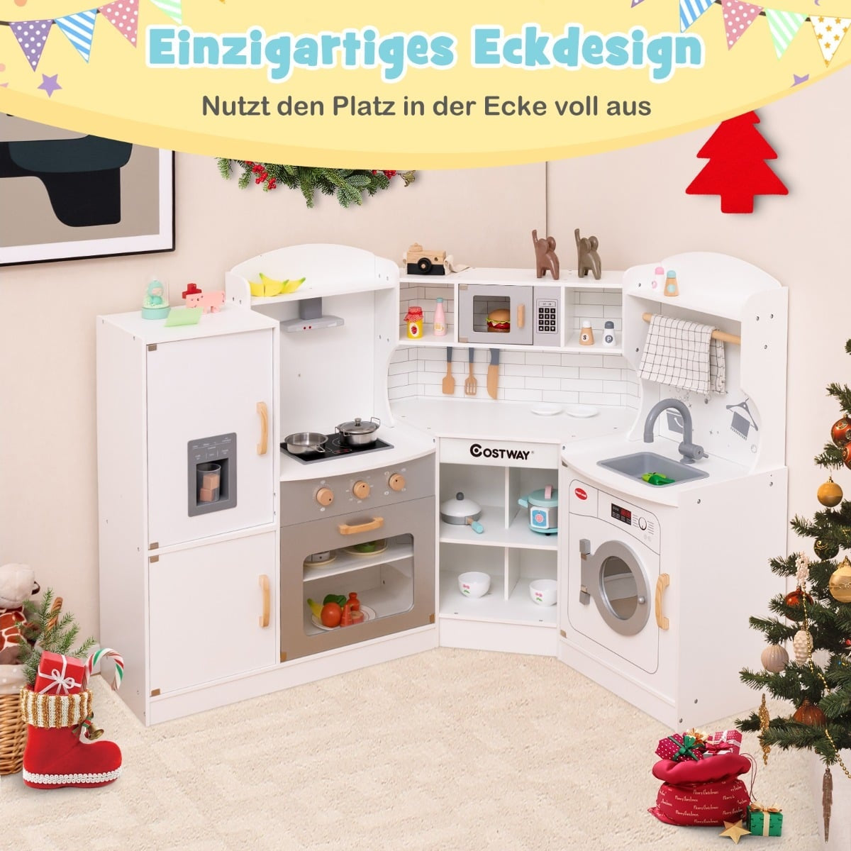 Kids Corner Play Kitchen with Lights, Sound, and Ice Maker
