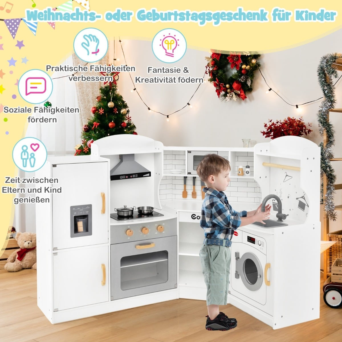 Kids Corner Play Kitchen with Lights, Sound, and Ice Maker