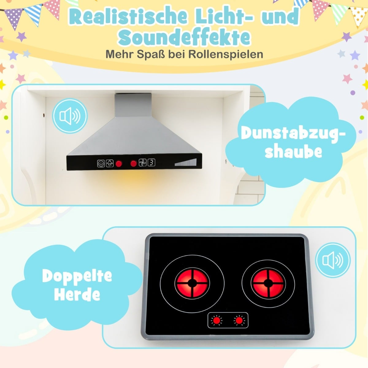 Kids Corner Play Kitchen with Lights, Sound, and Ice Maker