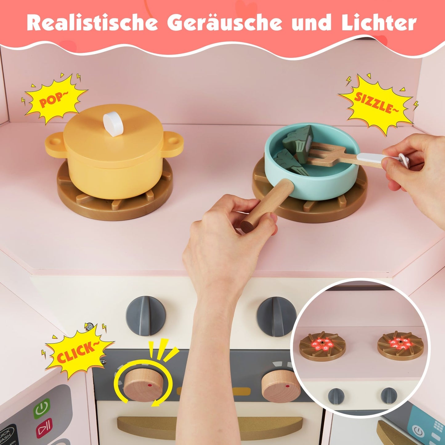 Kids' Corner Wooden Kitchen with Lights & Sounds