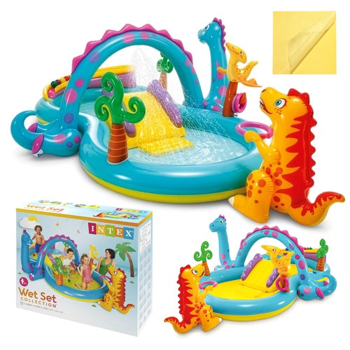 Kids' Dinoland Water Playground with Slide and Fountain