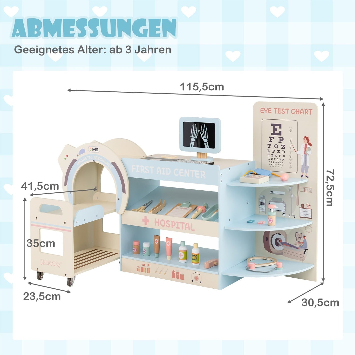 Kids Doctor Playset with Eye Chart & Toy CT Scanner