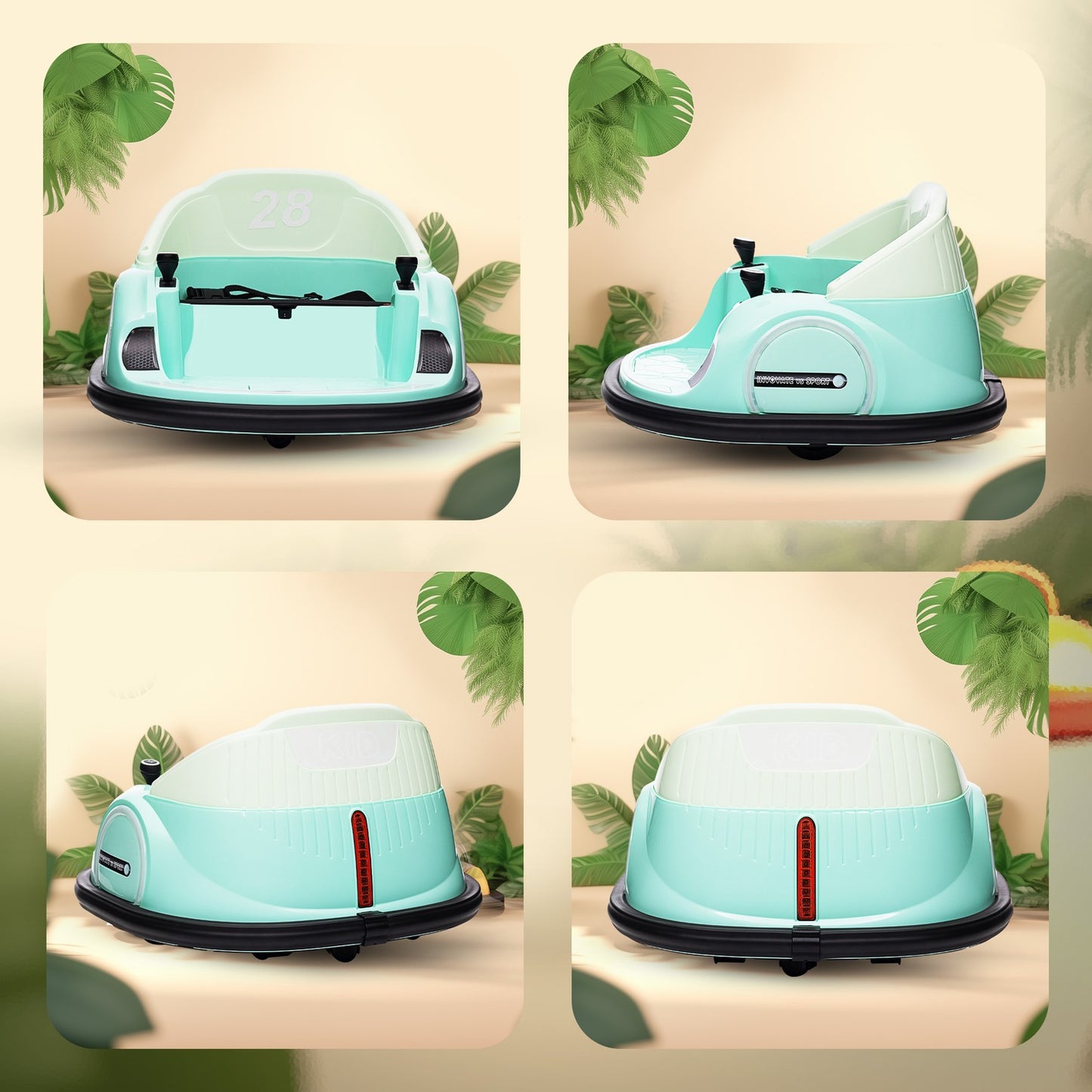 Kids Electric Bumper Car, 360° Spin, 2 km/h, Green
