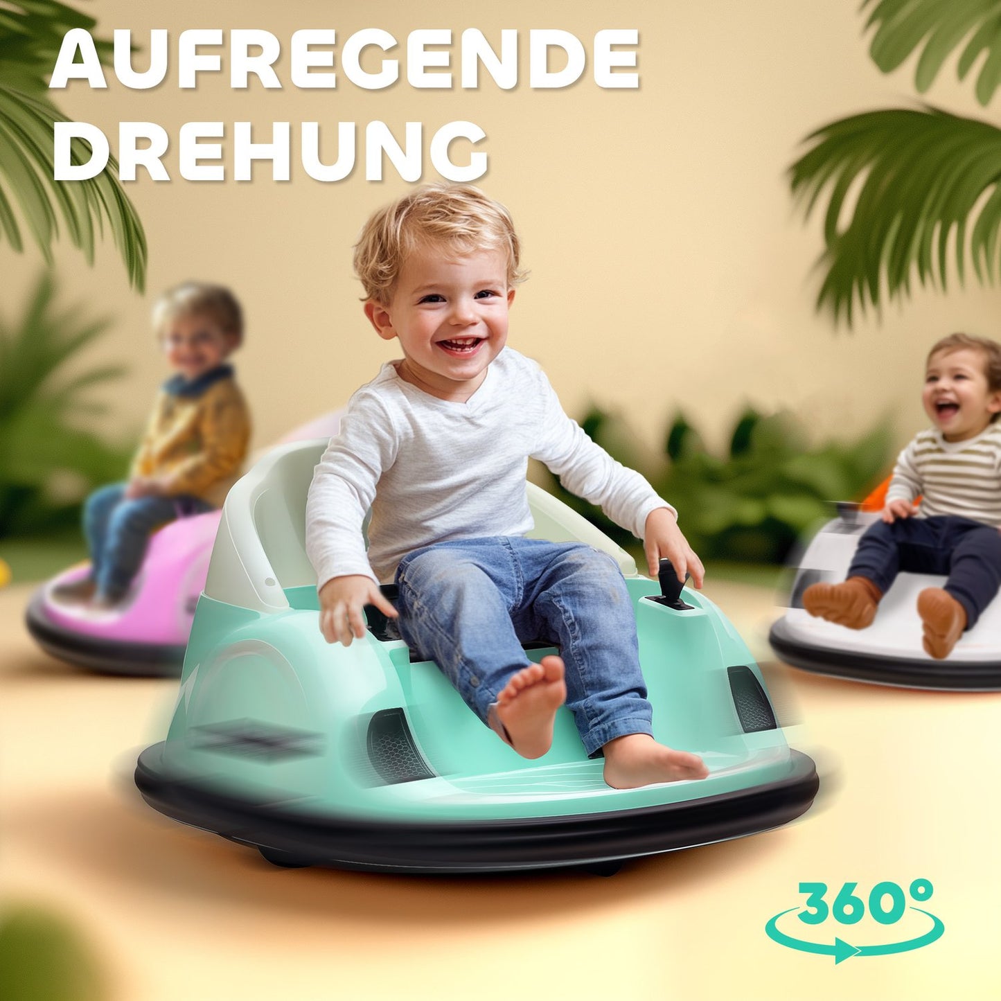 Kids Electric Bumper Car, 360° Spin, 2 km/h, Green