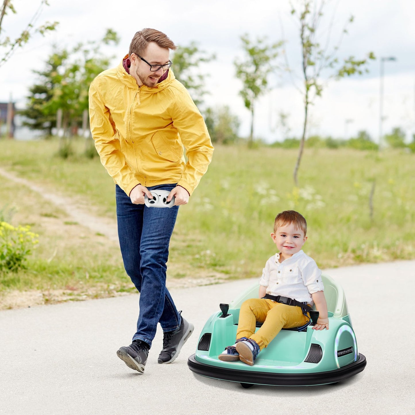 Kids Electric Bumper Car, 360° Spin, 2 km/h, Green