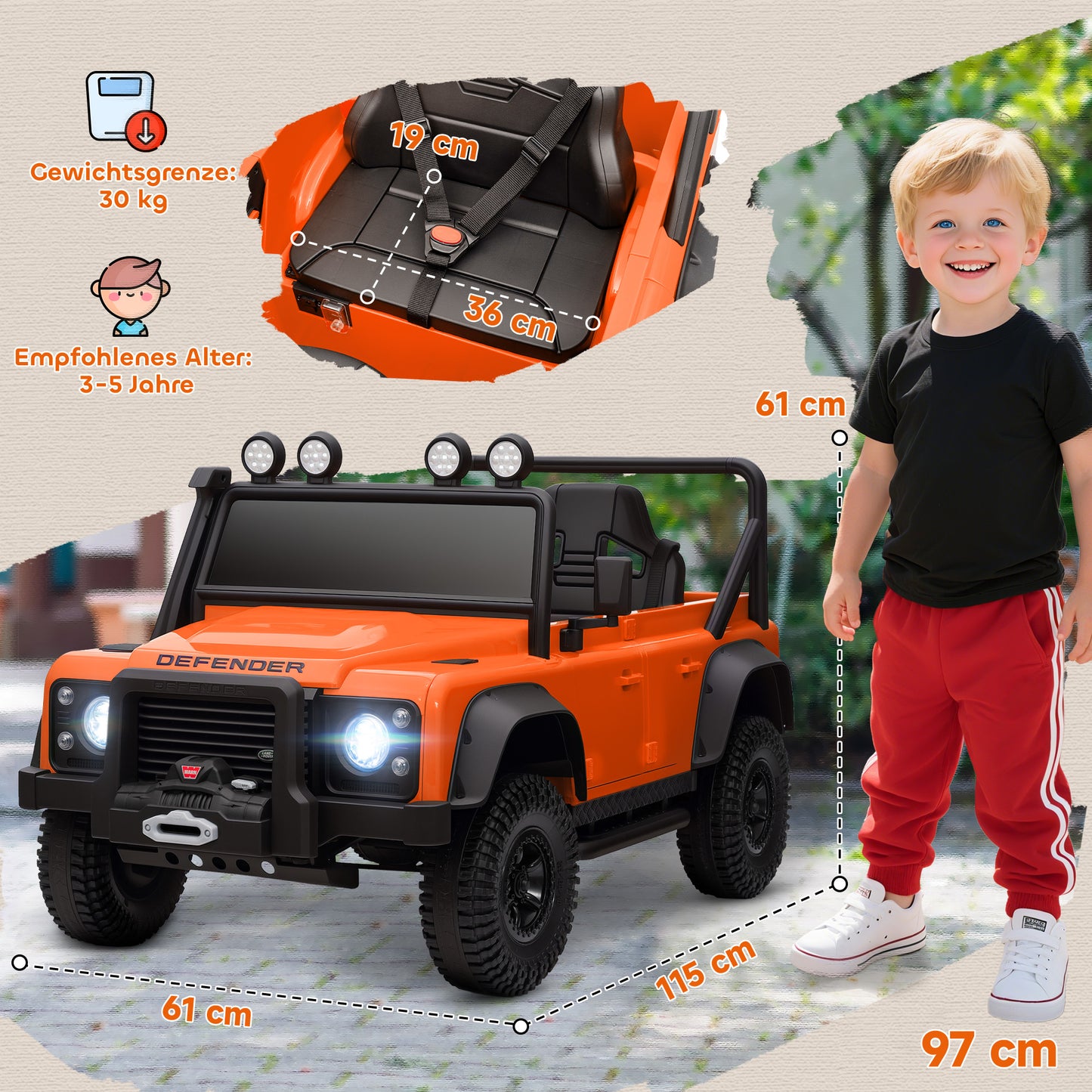 Kids Electric Car, 12V Battery, Remote Control, Orange