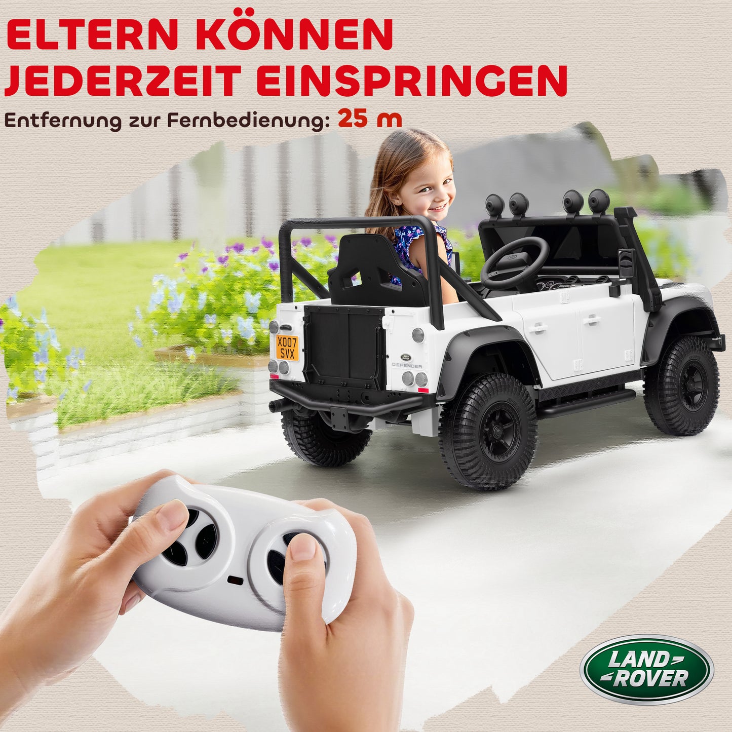 Kids Electric Car, 12V Battery, Remote Control, White