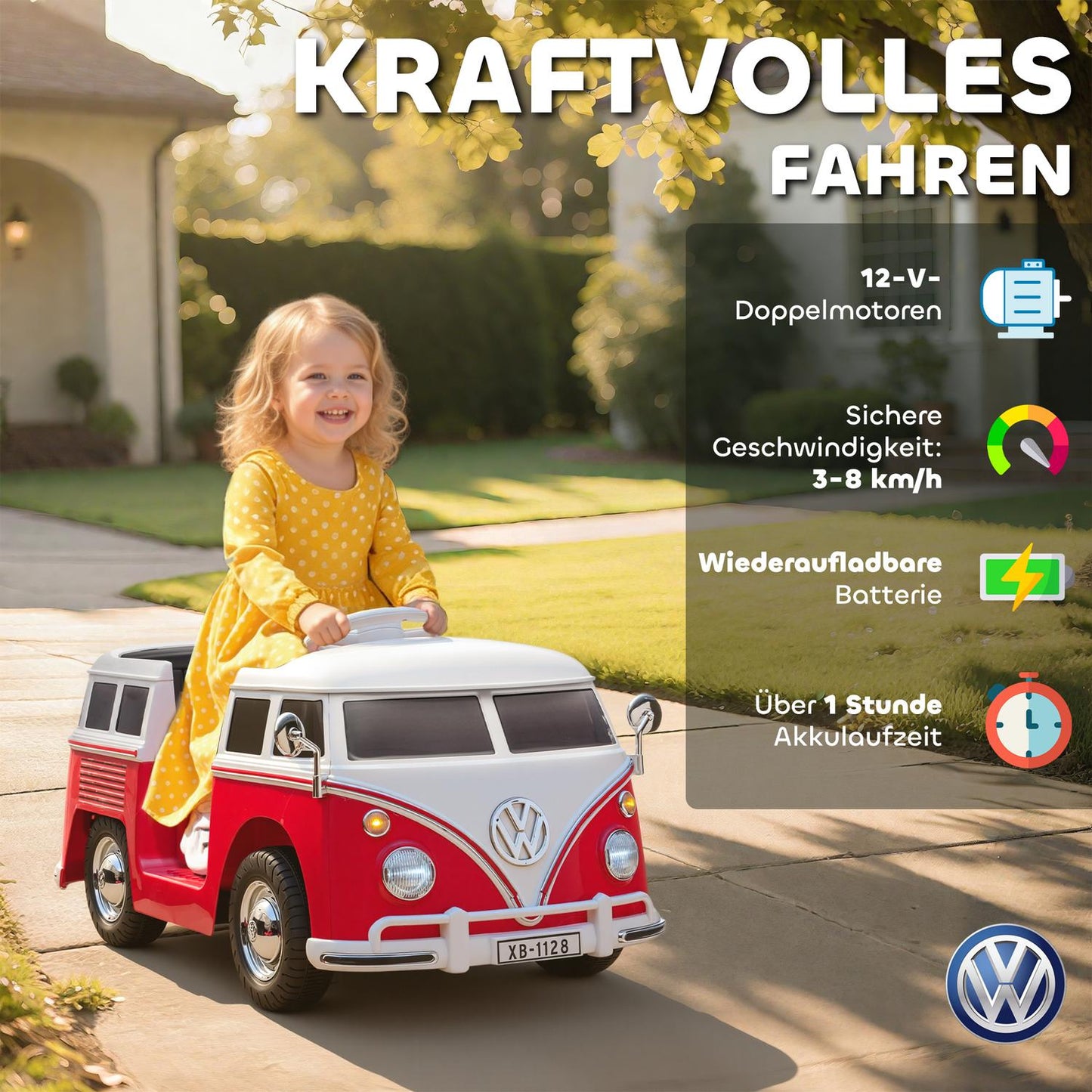 Kids Electric Car, 12V, Dual Motor, MP3, Red, 89x49x41.5 cm