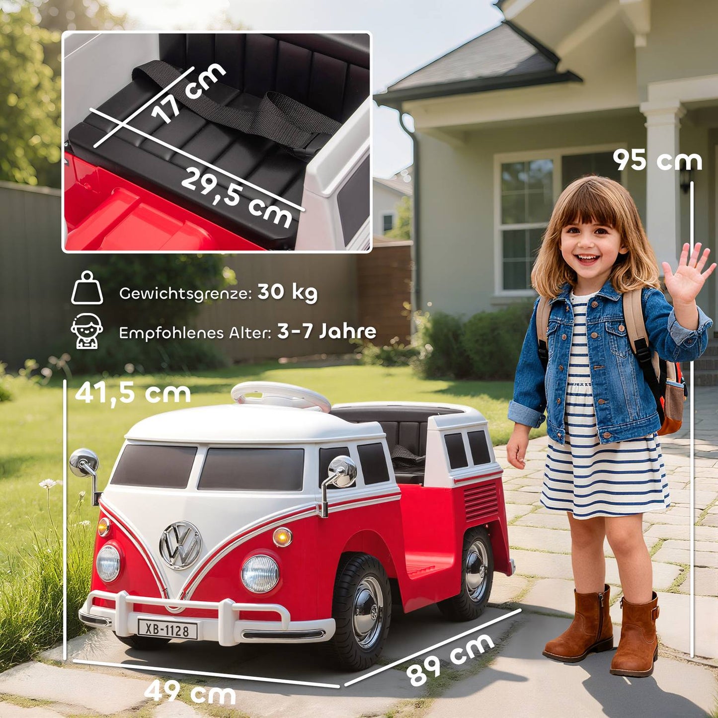 Kids Electric Car, 12V, Dual Motor, MP3, Red, 89x49x41.5 cm