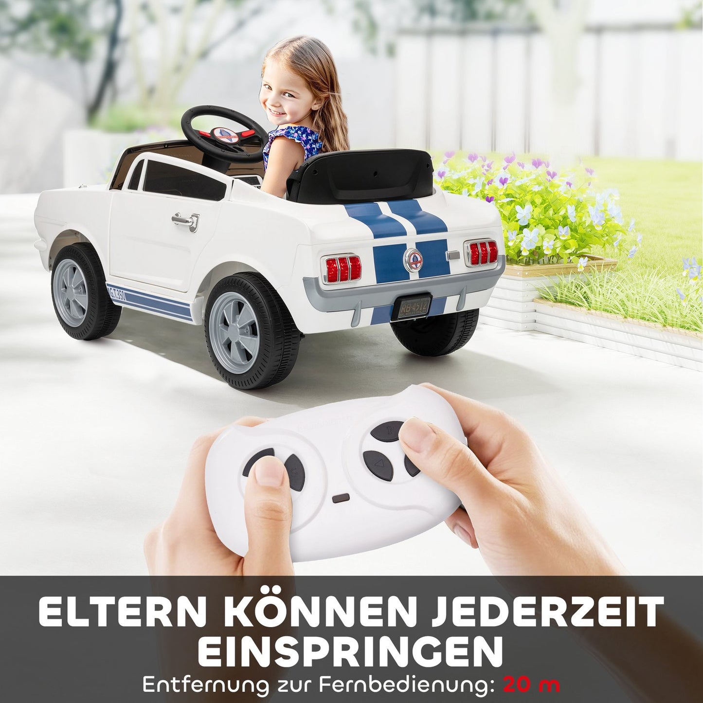 Kids Electric Car 12V with Remote, LED, Music, White