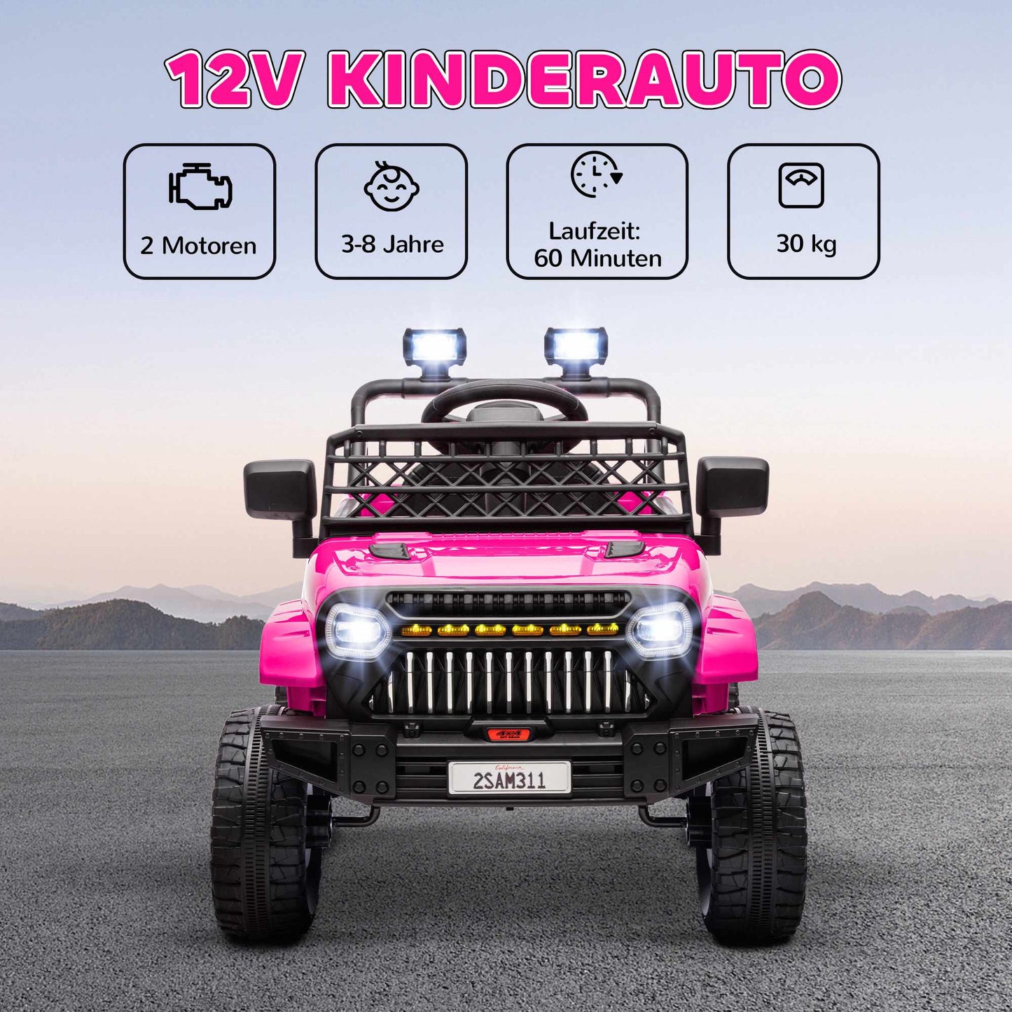 Kids Electric Car 12V with Remote, Pink, Ages 3-8