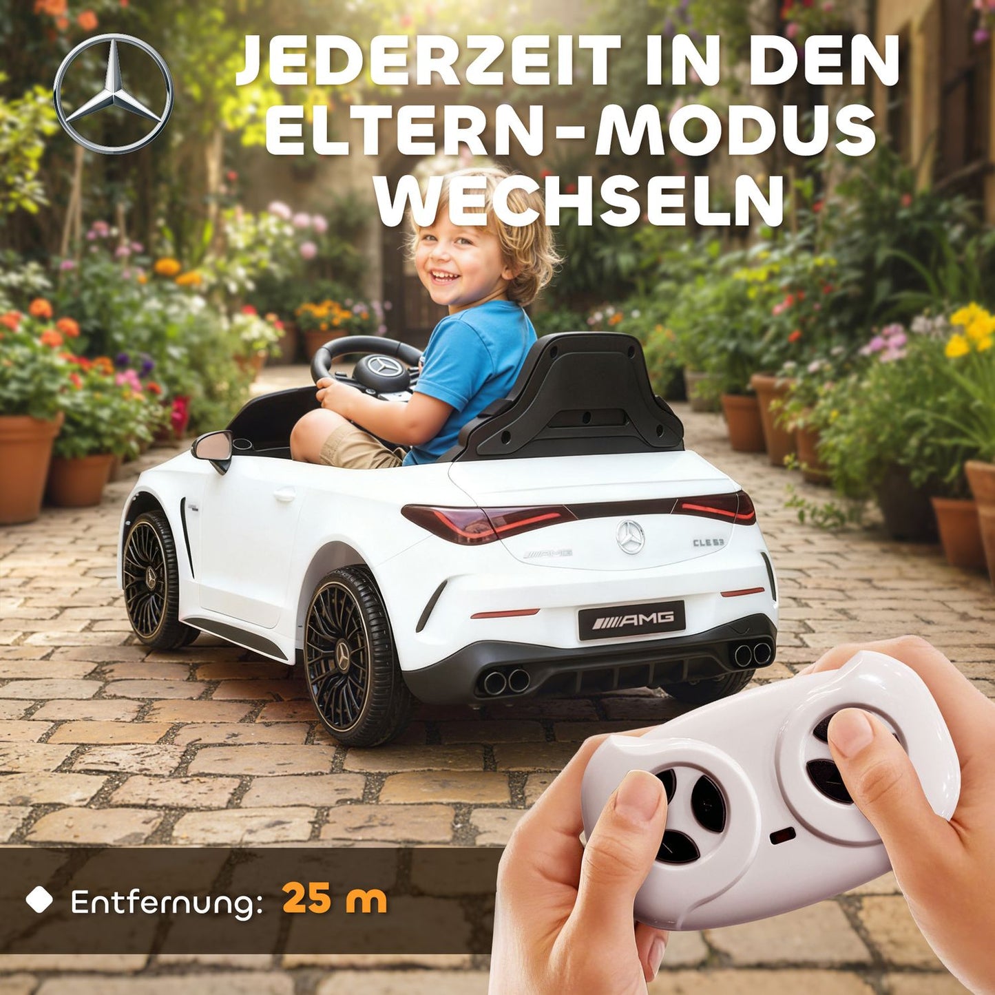 Kids Electric Car, Mercedes Design, 12V, Remote, LED, White