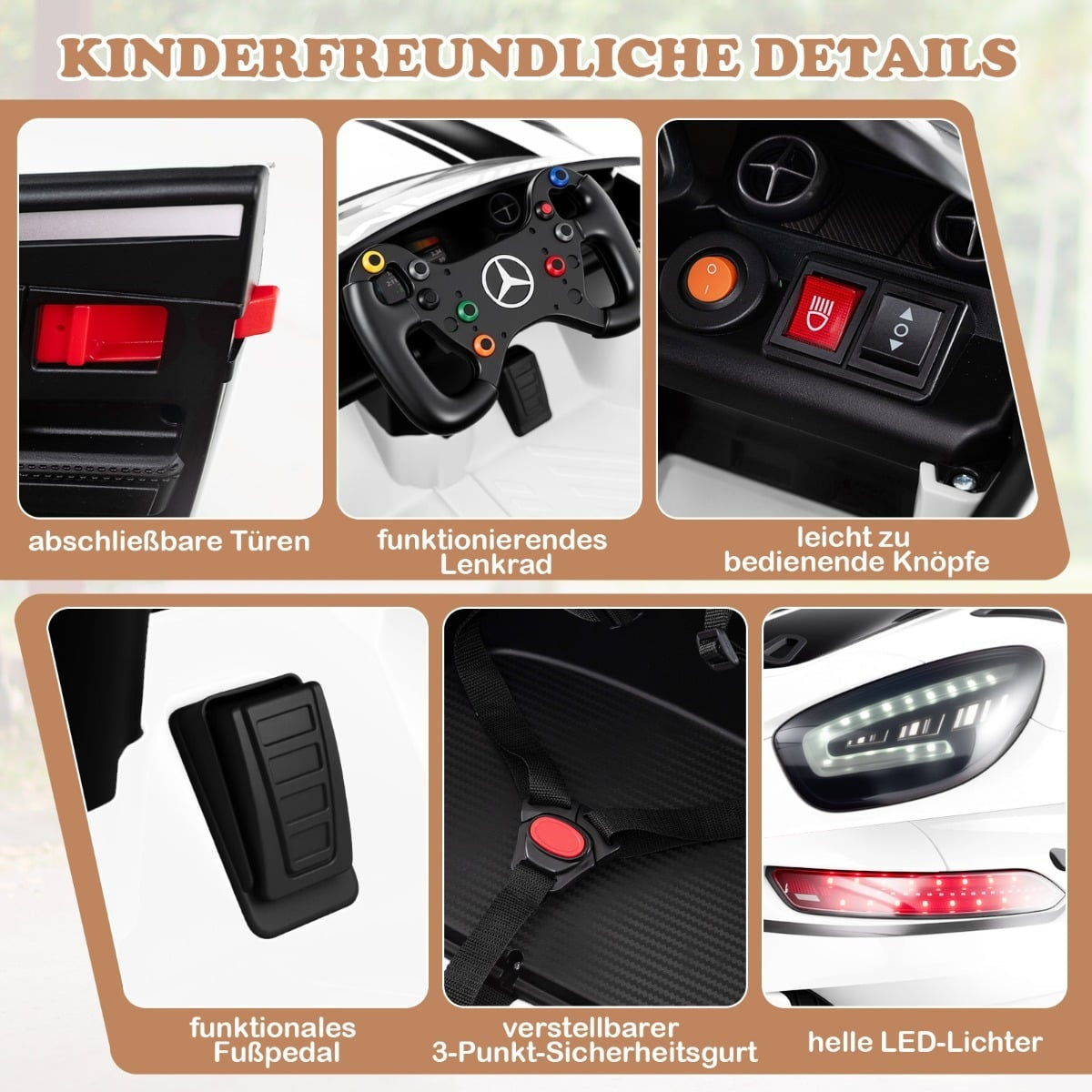 Kids Electric Car with Remote – Mercedes-AMG GT3, 12V, White