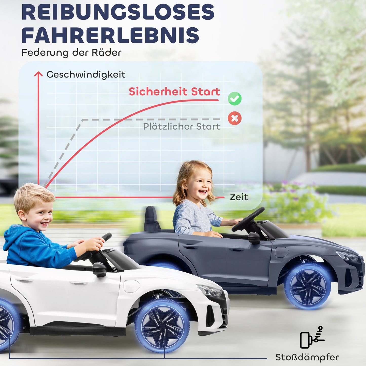 Kids' Electric Car with Remote, Seatbelt, Music, Gray