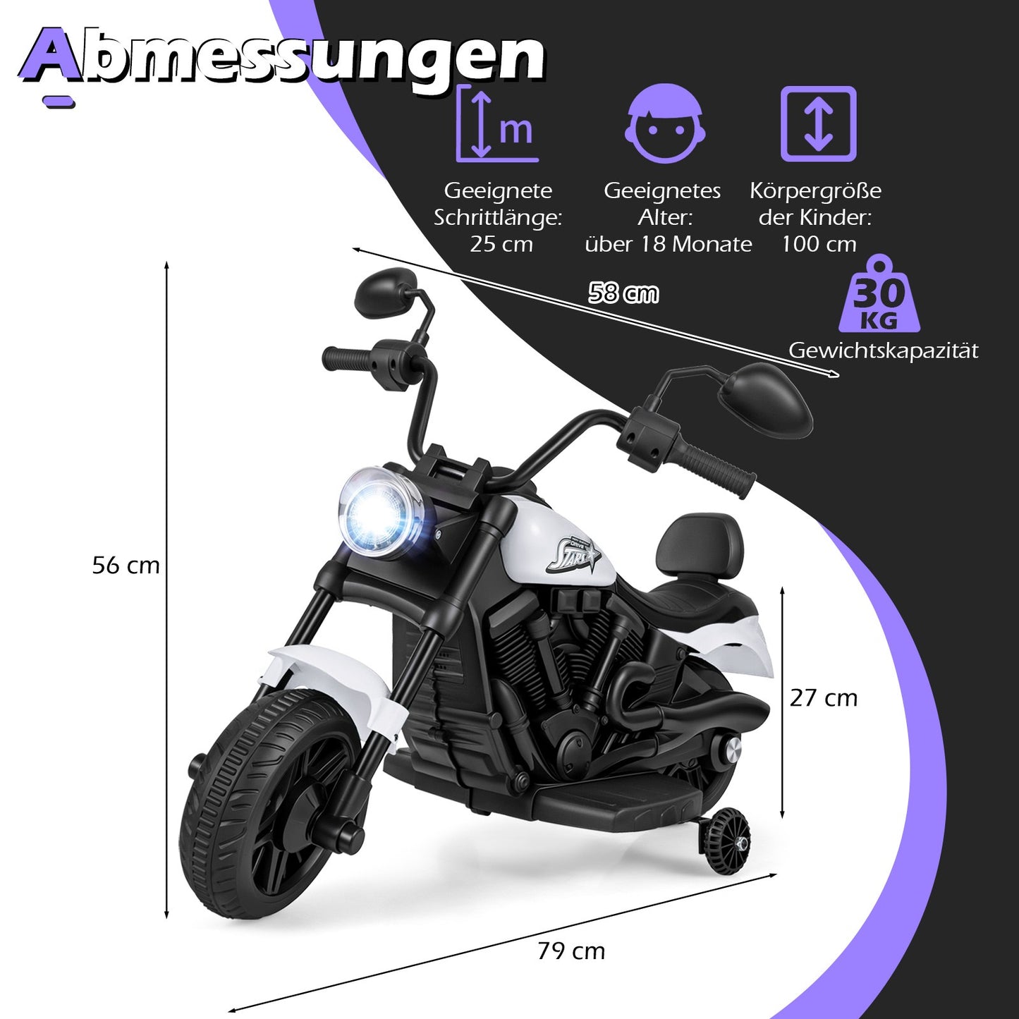 Kids Electric Chopper Motorcycle with Music & Lights