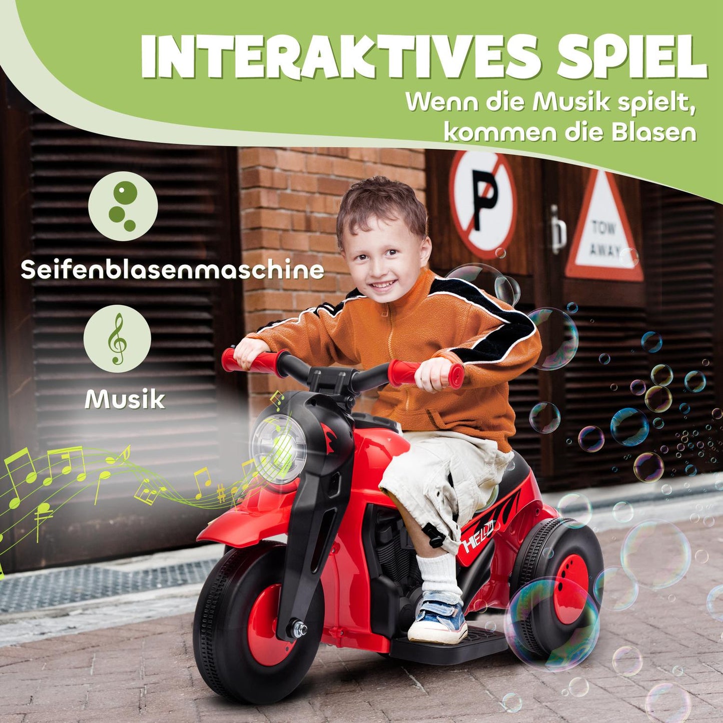 Kids Electric Motorcycle, 6V with Music, 2.5-3 km/h, Ages 2-5